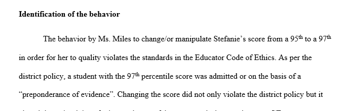 The role and expectations of the professional educator to the characteristics and ethical behaviors