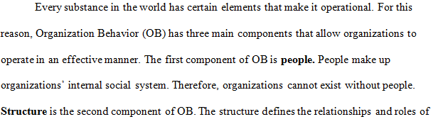 The three components of Organization Behavior 