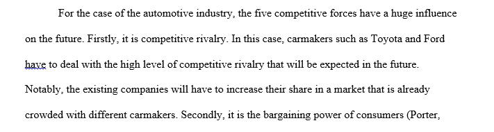 Think about the five competitive forces