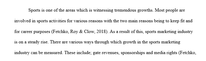 Three examples of how you would measure growth in the sports marketing industry
