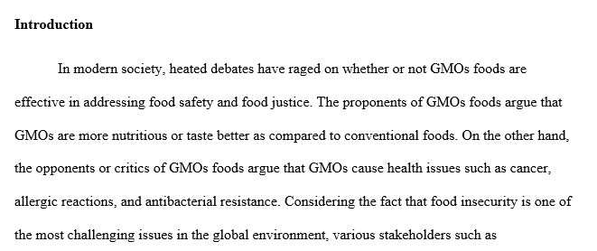 What are the effects of GMOS foods and how GMOs foods are related to food safety