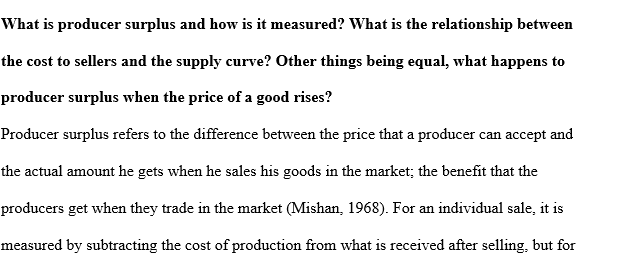 What is producer surplus and how is it measured