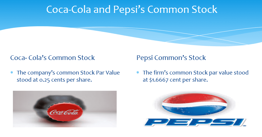 What is the par or stated value of Coca-Cola's and PepsiCo's common