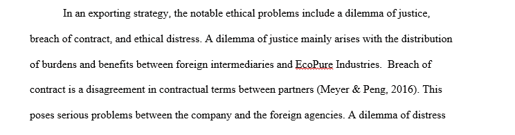 What types of ethical problems might arise in each type of entry strategy