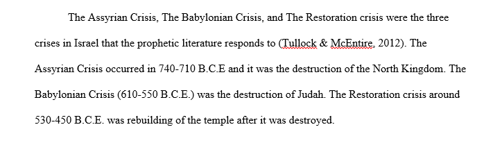 What were the three major crises in Israel that the prophetic literature responds to