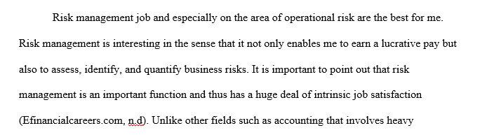 Which of the jobs and career areas in finance seems most interesting to you and why