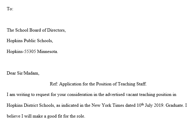 Write a cover letter for a career position