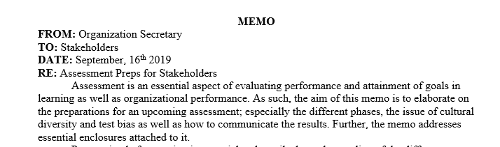 Write a letter or memo to stakeholders with references to preparations that are needed