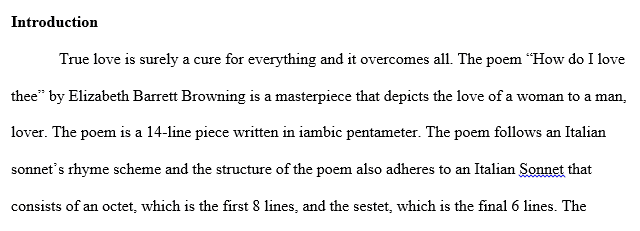 Write a poetry explication of a poem How do I love thee 