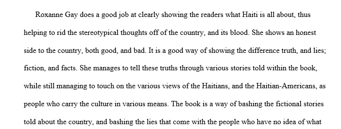 4 page literary essay over ayiti roxane gay