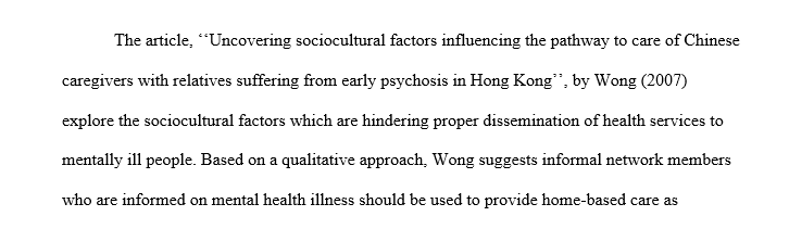 Addressing cultural influences of individuals with mental illness