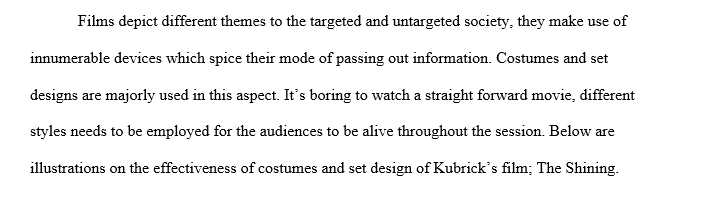Analyze costume and set design by finding numerous examples from Kubrick’s films