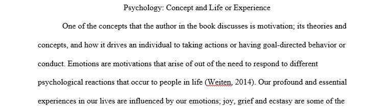 Choose one concept from the three chapters from the book to connect to your personal life 