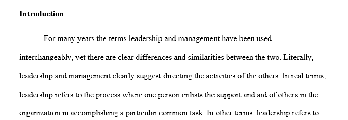 Defends or criticizes the view that leadership and management are different concepts.Defends or criticizes the view that leadership and management are different concepts.
