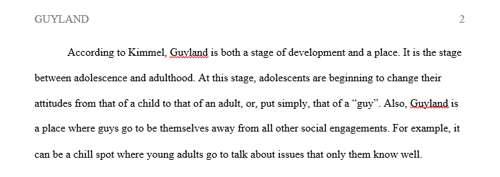 Describe/define what Kimmel refers to as Guyland in your own words