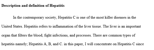 Describe and define the term hepatitis in general terms.