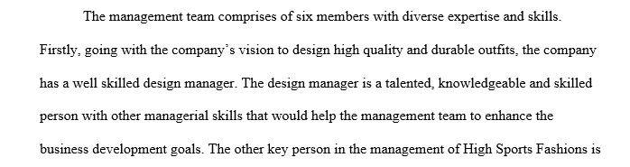 Develop a 350-word Management Team Overview.