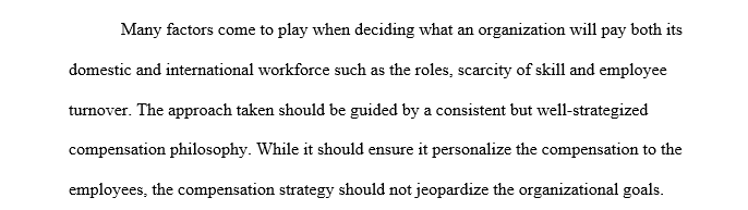 Discuss how an organization’s compensation philosophy and strategy