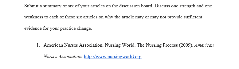 Discuss one strength and one weakness to each of these six articles on why the article