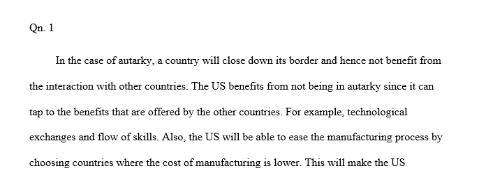 Explain how the United States being a large economy with an abundance of natural resources