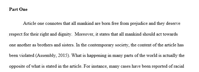 Explain in detail how the human rights issue being discussed in a particular Article