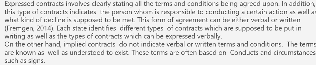 Explain the types and elements of contracts that are applicable to health care providers