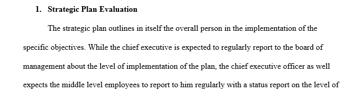 Explain who you feel should be responsible for evaluating strategic plans.