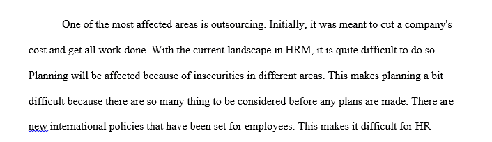 How does the current landscape of global HRM impact HR planning