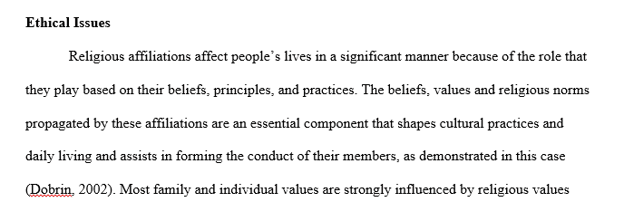 Identify any and all ethical issues found within the case note
