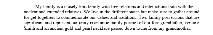 Identify the family possessions you have chosen and their origins.
