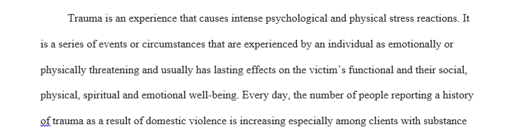 Imagine that you are working at an agency that serves victims of domestic violence