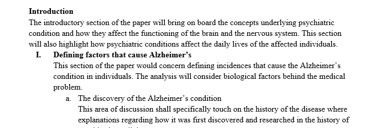 Outline for the Psychiatric Diagnosis