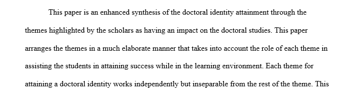 Read three articles on the topic of doctoral identity and to complete an annotated bibliography