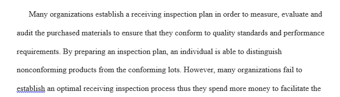 Supplier Quality Challenge - Incoming Receiving Inspection