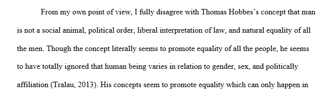 The philosophers Thomas Hobbes and John Locke disagreed on the understanding of political authority