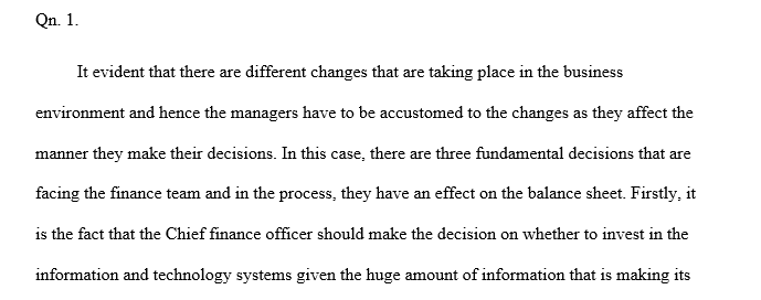 What are 3 fundamental decisions that are of concern the finance team
