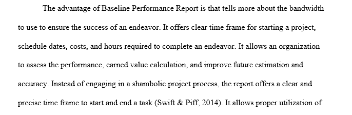 What are the advantages and disadvantages of using the baseline performance report