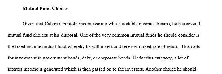 What factors in Calvin’s situation should be taken into consideration in the fund selection process