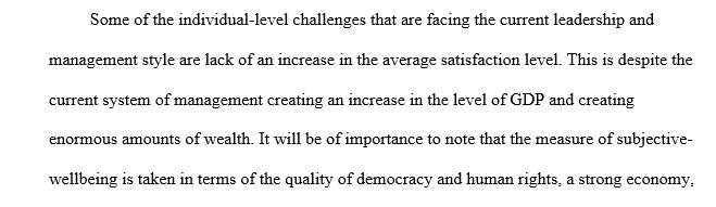 What individual level challenges are relevant for leadership at this point in time
