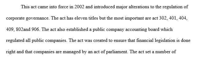 What is the purpose of the Sarbanes-Oxley Act (SOX)