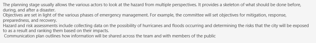 What participating agencies may be more or less involved in which parts of the plan development
