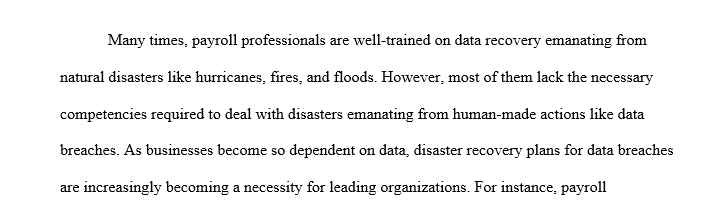 Write a detailed paper of data breach disaster in payroll department