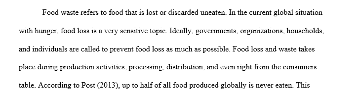 Write essay about food waste by using 5 articles