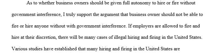 Brief research on the topic of government control over hiring and firing
