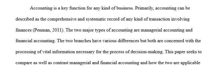 Compare and contrast financial and managerial accounting