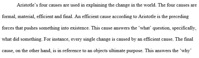 Explain the difference between an efficient cause and a final cause