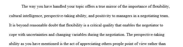 Explain why each of these qualities equips managers to negotiate effectively in international business negotiations
