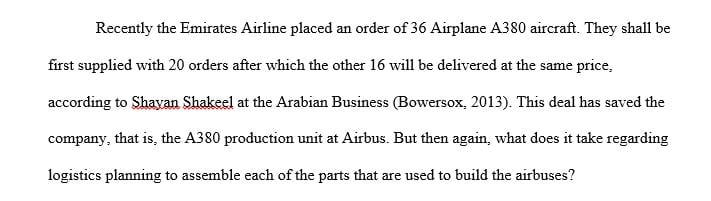 How Airbus utilizes a supply chain to build the A380 Aircraft