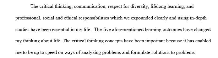 How would you describe to an employer the five learning outcomes of Grantham University