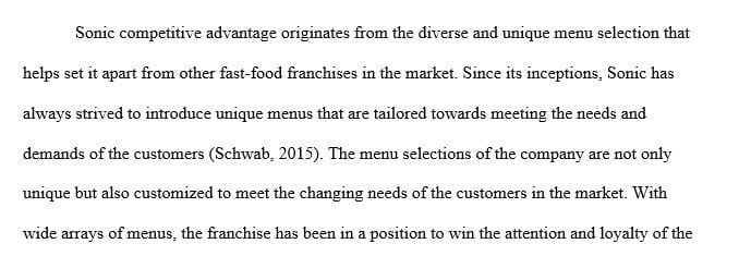 What is Sonic’s competitive advantage over other fast-food franchises